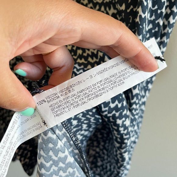 ZARA LONG SLEEVE SHIFT DRESS PRINTED WOMENS SIZE‎ S SWING NAVY BLUE WHITE - Picture 4 of 6